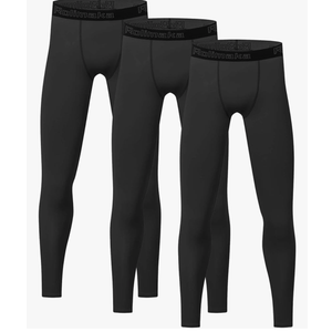 3 Pack Youth Boys' Compression Leggings Tights Athletic Pants Sports Base Layer for Kids Cold Gear, Size M