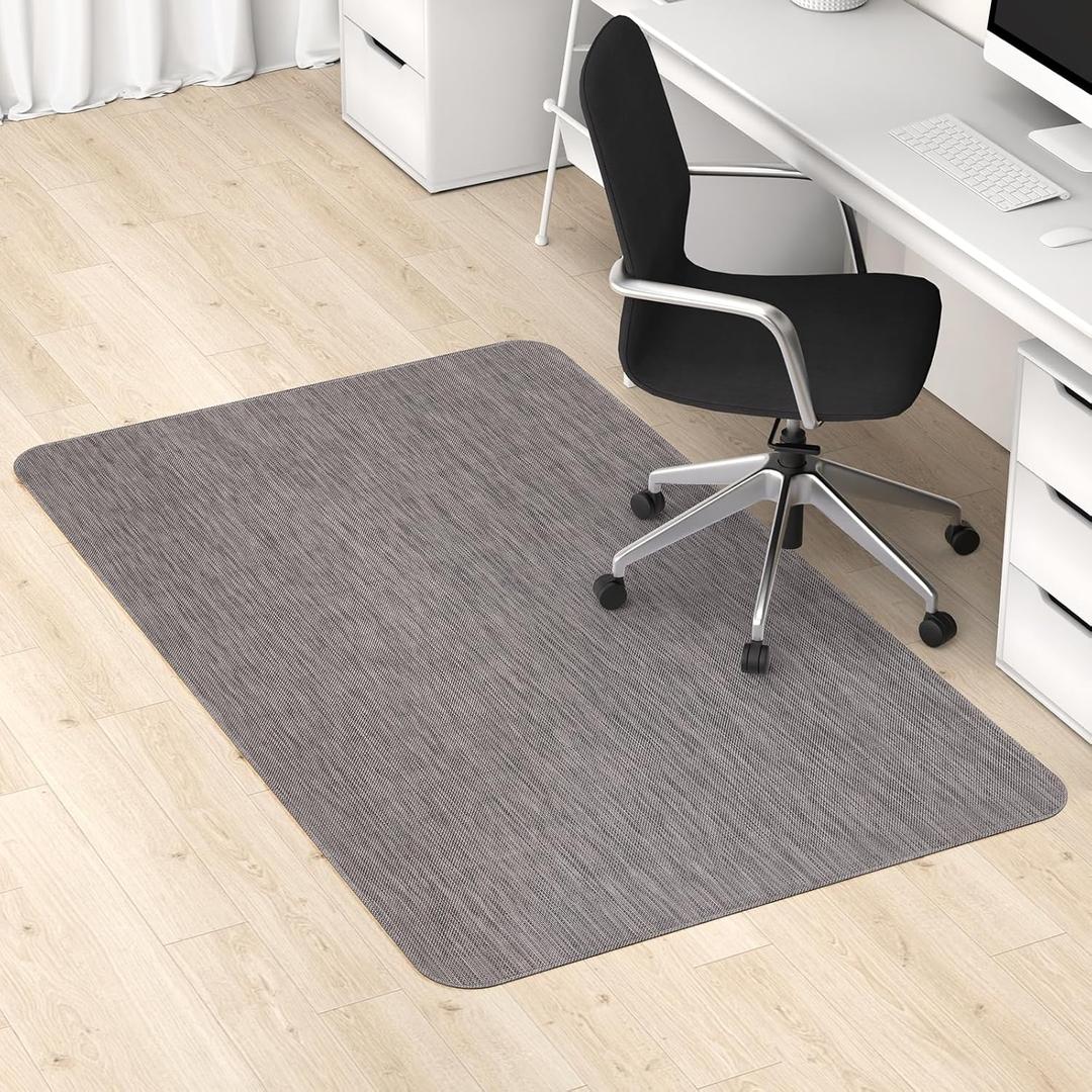 Blvornl Office Chair Mat for Hardwood Floor, 35" x 48" Desk Computer Chair Mat for Hard Wood and Tile Floor, Large Anti-Slip Hard Floor Protector Rolling Chair Mat, PVC Mat Desk Rug for Office Home (Dark Grey)