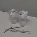 Iced Coffee Cups With Lids and Straws 2 Pcs, 16 OZ Unbreakable Glasses Drinking Set,Clear Plastic Cups Reusable Iced Coffee Tumbler with Lid and Straw, To Go Coffee Cups Dishwasher Safe