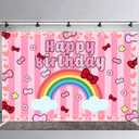 2 x Cartoon Kitty Cat Happy Birthday Backdrop Kitty Cat Banner Poster for Cartoon Cat Theme Party Decorations Birthday Supplies Background Studio Shoot Photo Props Booth