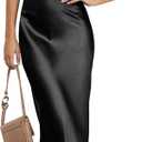 MEROKEETY Women's Summer Satin Strapless Bodycon Dress 2026 Backless Tube Wedding Guest Cocktail Formal Party Maxi Dresses (Black, S)