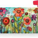 Texupday Abstract Colorful Floral Mailbox Cover with Magnetic Strip Spring Summer Daily Mailbox Wraps Post Letter Box Cover Standard Size 21" X 18" for Garden Outdoor Yard Decor