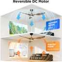 Roomratv Ceiling Fans with Lights and Remote Control,Quiet Noiseless Reversible DC Motor,6 Speeds,Timers, 3 CCT, Indoor Use, Plastic Blades,52 Inch Black Wood Grain Modern Ceiling Fan for Living Room