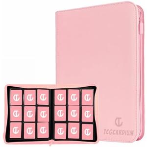 TCGCARDIUM 360 Card Binder - Premium Zippered 9-Pocket Trading Card Binder Side-Loading Pages for Ultimate Protection | Holds TCG, MTG, Sports Cards (Pink)