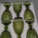 Vintage Wine Glasses Set of 6, 12 OZ Colored Glass Water Goblets, Embossed Floral Decorative Crystal Glass Cups Set, Dishwasher Safe, for Wedding, Party, Red Wine Glass, Bars, Restaurants