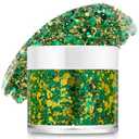 St. Patrick's Day Face Body Hair Glitter, Green Gold Body Glitter Makeup, St Patrick's Day Outfit for Women, Self-Adhesive Carnival Face Paint Body Glitter Sparkling Festival Chunky Makeup