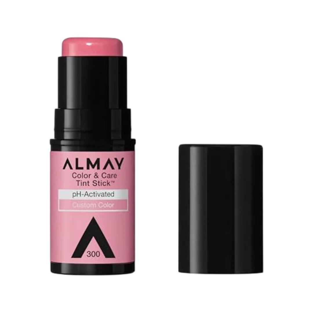 Almay Lip and Cheek Tint, Color & Care Tint Stick, MultiUse Moisturizing Blush and Lip Color, Dewy Finish, 300 Rose Flush, 0.25 oz