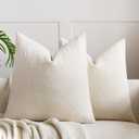Throw Pillow Covers 16x16 Inch Set of 2, Textured Leaf Style, Beige | Decorative Cushion Covers for Couch, Farmhouse Pillow Covers for Sofa Bed Living Room
