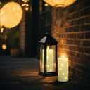 Sasigeiaa Waterproof Outdoor Candles with Timer & Remote - Battery Operated LED Candles, Realistic Flameless Plastic Pillar, Pack of 2 (4" D x 10" H, Ivory) for Patio, Garden Camping Rainy Weather