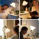 Flower Table Lamp Bedside Lamps LED Reading Light,3 Color Modes Cute Small Lamp,Vintage Flower Lamp Nightstand Lamp Kawaii Table Lamp for Bedroom Living Room Office Dorm Desk Home Decor(Green lamp)
