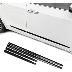 XmuxHai 4PCS Dent Prevent Car Door Protector, Door Molding Trim Kit Strips, Universal Door Protector Automotive Molding Trim, Prevents Dents Scratches, Bright (Black)