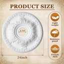 24" Od x 3.74" ID Ceiling Medallion, Large PU Chandelier Ceiling Fan Medallion, Classic Round Paintable Chandelier Base, Easy Install Fan Base for Living Room Light Fixtures