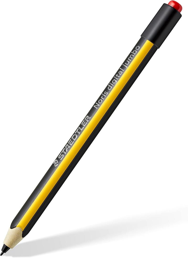 STAEDTLER Noris jumbo 180J 22. EMR Stylus with soft eraser. For writing, drawing and erasing on EMR displays, yellow-black (check compatibility)