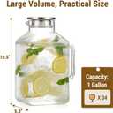 1 Gallon thickened Square Glass Pitcher with Lid, Classic Stripes Water Pitchers for Fridge, Borosilicate Glass Carafe for Hot/Cold Brew Drink, Extra Large Jug with Handle for Iced Tea, Coffee, Juice