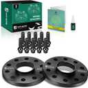 YHTAUTO 5x130mm Hubcentric Wheel Spacers 15mm Fits Audi, Porsche, Volkswagen Models: Q7, Cayenne, 911, Touareg, Boxster, Forged Tire Spacers 15mm with M14x1.5 Studs 71.6mm Hub Bore 2Pcs, Black (15 MM Thickness)