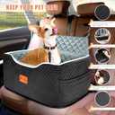 AlfaTok Memory Foam Booster Dog Car Seat for Medium Dogs (Under 45LBS): Elevated, Detachable Washable, Anti-Slip, for Car Back Seat, Travel Pet Bed with Seat Belt