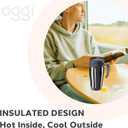 Oggi Commuter Travel Mug 14oz - Insulated Coffee Mug, Thermal Stainless Steel with Easy Grip Tumbler Handle - Black