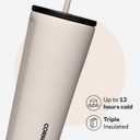 Corkcicle Cold Cup Insulated Tumbler with Straw - Keeps Drinks Cold for 12 Hours - Triple-Insulated Stainless Steel - Leak-Resistant Lid - Summer Drinkware Gift - 24 oz - Latte