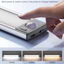 Under Cabinet Lights (2 Pack) - Rechargeable Battery Operated 52 LED 3 Color Motion Sensor Night Light, Dimmable, Ideal for Kitchen, Closet, & Other Indoor Spaces