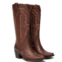 Size 8 Athlefit Women's Square Toe Cowboy Cowgirl Boots Low Chunky Heel Embroidery Western Mid Calf Boots for Country Concerts