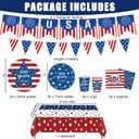 4th of July Party Supplies, American 250th Anniversary Patriotic Party Kit for Independence Day, Memorial Day, Plates, Napkins, Cups, Banner for 4th of July Decorations (American)