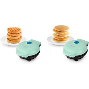 DASH Mini Maker for Waffles and Griddle for Pancakes, Eggs and more (Aqua)