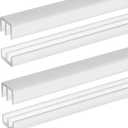 Landical 2 Sets Plastic Sliding Door Track Set for Cabinet Double Rails Panel Kit, 1/4" Thick Panels Glass Door Hardware System Window Track Quick Installation(4ft,White)