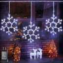 Christmas Snowflake Icicle Lights Outdoor Decoration, LED String Lights 8 Modes, Hanging Twinkle Fairy Lights for Roof Window Home Party Garden Yard Christmas Decoration, White