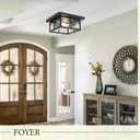 Farmhouse Ceiling Light Fixture Black 2-Light with Clear Glass, Square Flush Mount Ceiling Light for Hallway Kitchen Bedroom Porch