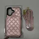 Bocasal Crossbody Wallet Case for iPhone 17, RFID Blocking PU Leather Zipper Handbag Purse Flip Cover, Kickstand Folio Case with Card Slots Holder Wrist Strap Lanyard 5G 6.3 Inch (Rose Gold)