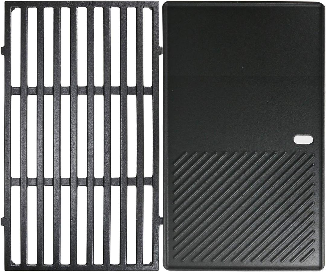 Uniflasy 7637 17.5 Inch Cast Iron Griddle Grates Replacement Part for Weber Spirit E210 E220 S210 S220 with Front Control, Reversible Griddle Plate for Weber Spirit & Spirit II 200 Series