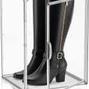 Tall Boot Storage Box 5 Pack, XX-Large Acrylic Shoe Box Sneaker Display Case 11.4'' x 9.8'' x 15.3'' Protection Organizer for Collectibles Clear Plastic Stackable Handbag Organizer with Magnetic Lids