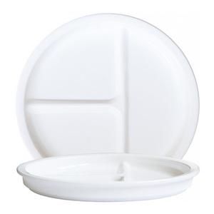 Divided Glass Plates, 3 Compartments, White