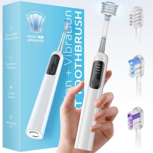 SYNHOPE 60 Oscillating Sonic Electric Toothbrush, Rechargeable Battery & Fast Charge [Oscillation 60 Swing Amplitude] 3 Brush Heads, IPX7 & Teeth Whitening Ultrasonic Cleaning Tooth Brush.