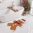 Christmas Gingerbread Man Bath Mat 38x24, Christmas Bathroom Decor, Absorbent Cute Christmas Bathroom Rug Soft Plush, Non Skid Christmas Rugs Machine Washable, Holiday Bathroom Mats for Bathtub Sink