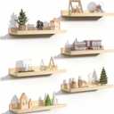 upsimples Floating Shelves for Wall, Wall Shelves for Decor Storage Set of 6, Wall Mounted Wood Shelf for Bedroom, Living Room, Bathroom, Kitchen, Picture Ledge Shelf, Natural (15.7in)