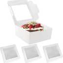 3pcs 10x10x4.5 Inches Cake Boxs, Disposable Bakery Boxes with Window, White Square Bakery Boxes for Cakes, Donuts, Cookies, Chocolate, Pies, Wedding, Birthday, Party