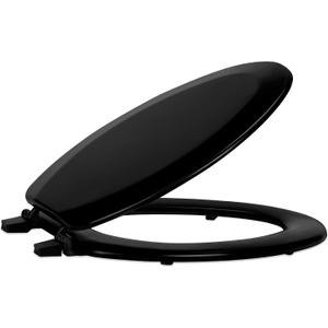 Elongated Wood Toilet Seat, White - 19 Inch - Fits All Elongated Size Fixtures - Easy to Install Fantasia by Achim Home Decor