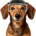 Namsan Dog Helmets for Small Dogs, Dog Helmet with Clear Lens Goggles, Doggie Helmets Hat with Ear Holes, Bike Doggie Helmet for Small to Medium Dogs, Adjustable, Top Spikes, Black (Flip-Up Visor+Rivets)
