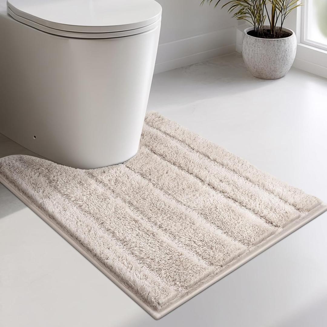 Washable Toilet Rug U-Shaped 20" x 24", Extra Soft, Plush Bathroom Rug
