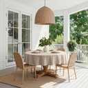MIULEE 90 Inch Round Tablecloth, Linen Textured Table Cloth, Waterproof Stain Resistant Washable Table Cover for Dining Room, Wedding, Party, Outdoor, Ivory