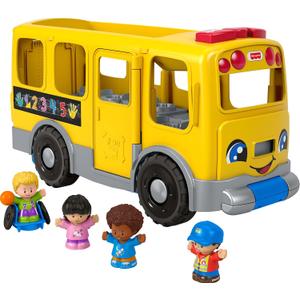 Fisher-Price Little People Toddler Learning Toy, Big Yellow School Bus Pull-Along Vehicle & 4 Figures for Kids Ages 1+ Years, Multilanguage Version, 19.29 X 7.68 X 10.63 Inches