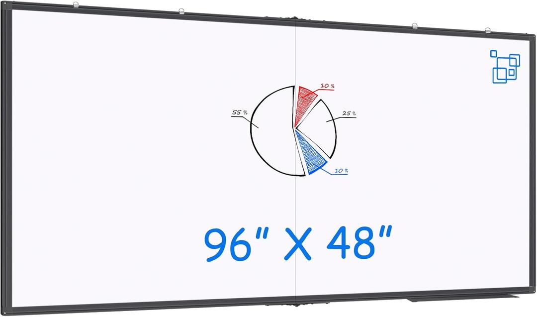 Magnetic Dry Erase Board 96 x 48 inches, Maxtek 4" x 8" Whiteboard for Wall, Large White Board Dry Erase Foldable Wall-Mounted Aluminum Frame Erase Board with Marker Tray for Office Home and School
