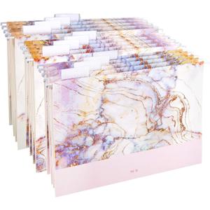 CharaVector Hanging File Folders Letter Size Assorted Durable Refined Design Decorative Hanging File Folder Set, 1/5-Cut Adjustable Tabs,12pcs for Cabinet,File Organizer,Marbling