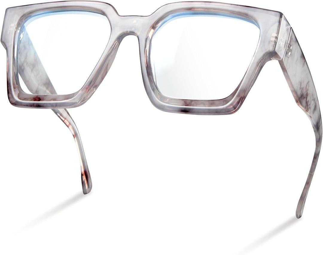 livho Oversized Eyewear Frame for Woman and Men - Rectangle Fashion Glasses for Computer, Chic Preppy Frame