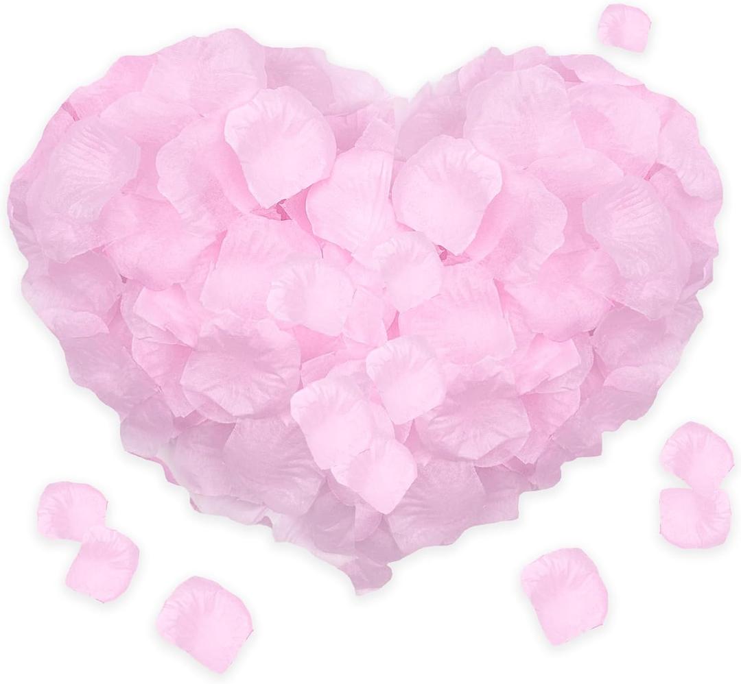 Rose Petals for Bedroom - Fake Roses Petal Faux Flowers, Artificial Roses Petals for Marry me, Valentines, Proposal, Anniversary, Wedding Love Decorations Romantic Party (1200, Light Pink)