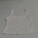 SHENHE Women's Ribbed Rhinestone Tank Top Square Neck Slim Fit Boho Summer Dressy Crop Top (Large, White)