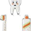 Mini Tooth Series Cookie Cutters Set of 3 pcs, Stainless Steel Fondant Cutter Molds Baking DIY (Toothpaste+Toothbrush+Tooth)