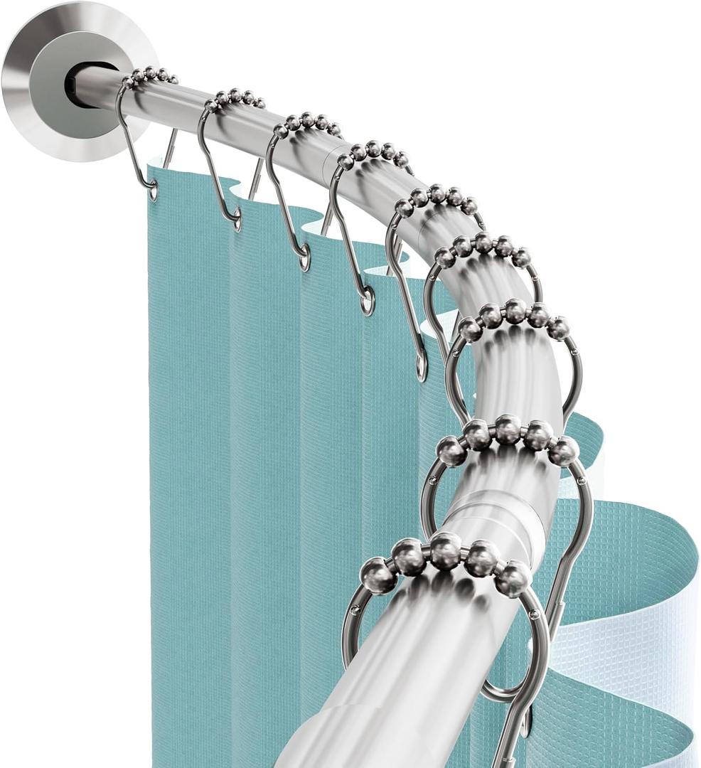 Zenna Home Rustproof Curved Shower Curtain Rod, No Drill Tension or Permanent Mount Adjustable Curved Shower Rod for Bathroom, Easy Install, Rounded for Extra Room, 50 to 72 Inches, Brushed Nickel