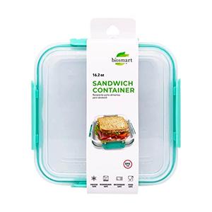 Sandwich Containers, Sandwich Containers for Lunch Boxes, Reusable Plastic Food Storage Sandwich Box with Lid, BPA Free, Microwave Safe, for Family Adults for Office 16.2 oz